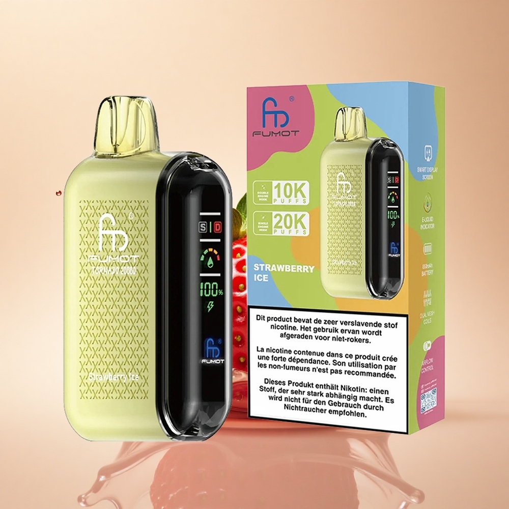 Fumot Tornado 20000 Puffs Полуничний Лід з Dual Mesh Coil та Smart Display