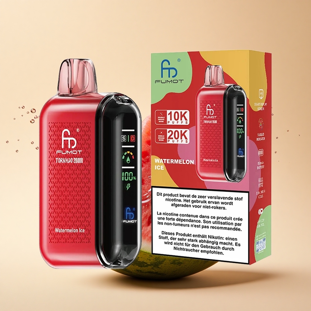 Fumot Tornado 20000 Puffs Кавун Лід з Dual Mesh Coil та Smart Display