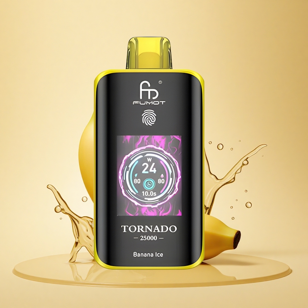 Fumot Tornado 25000 Puffs Банан Льодовий Екран 20мл Тип-C