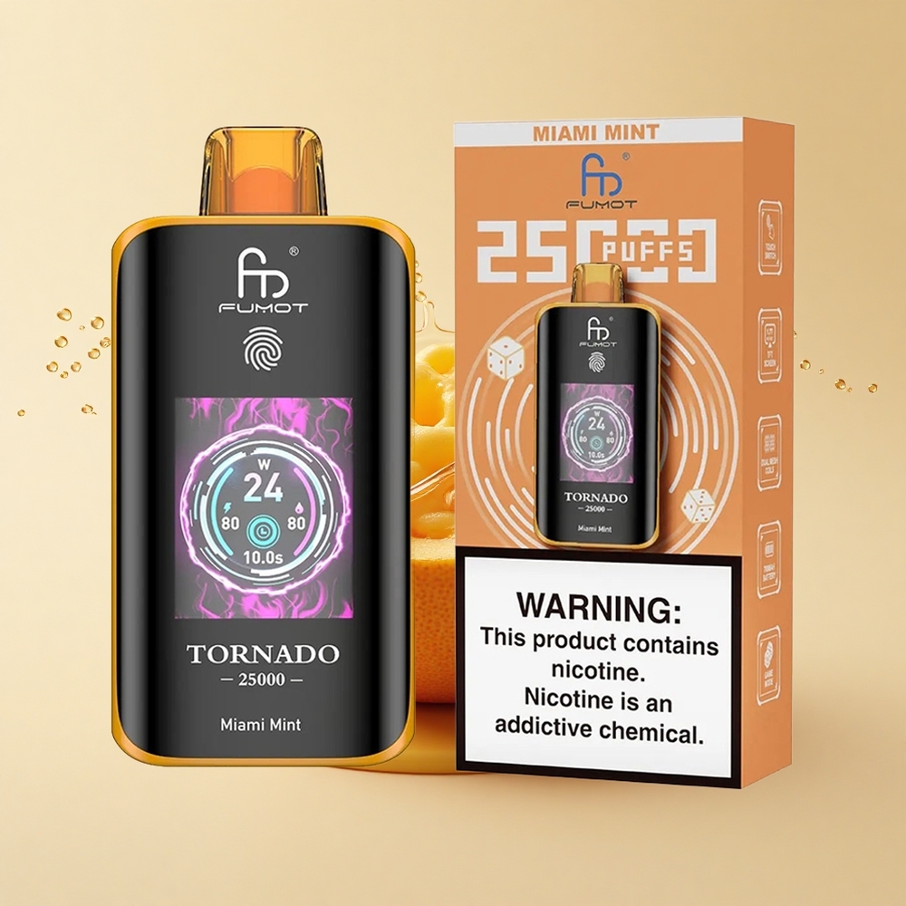 Fumot Tornado 25000 Puffs Київський М\'ятний HD Екран 20мл Тип-C
