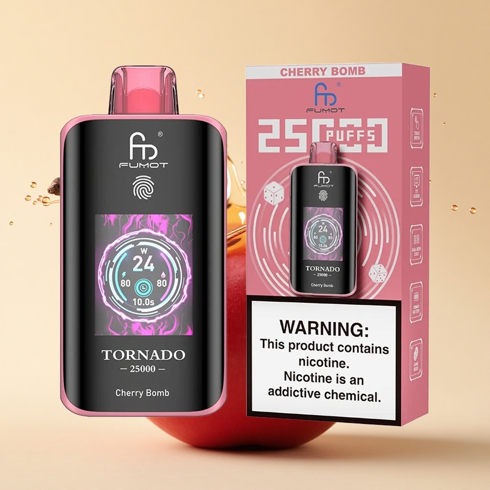 Fumot Tornado 25000 Puffs Вишневий Гром: Екран HD, 20мл Рідина, Type-C