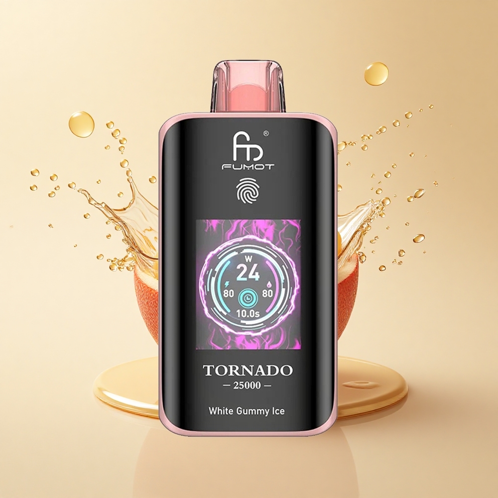 Fumot Tornado 25000 Puffs Білий Гумій Лід з HD екраном та 20мл рідини