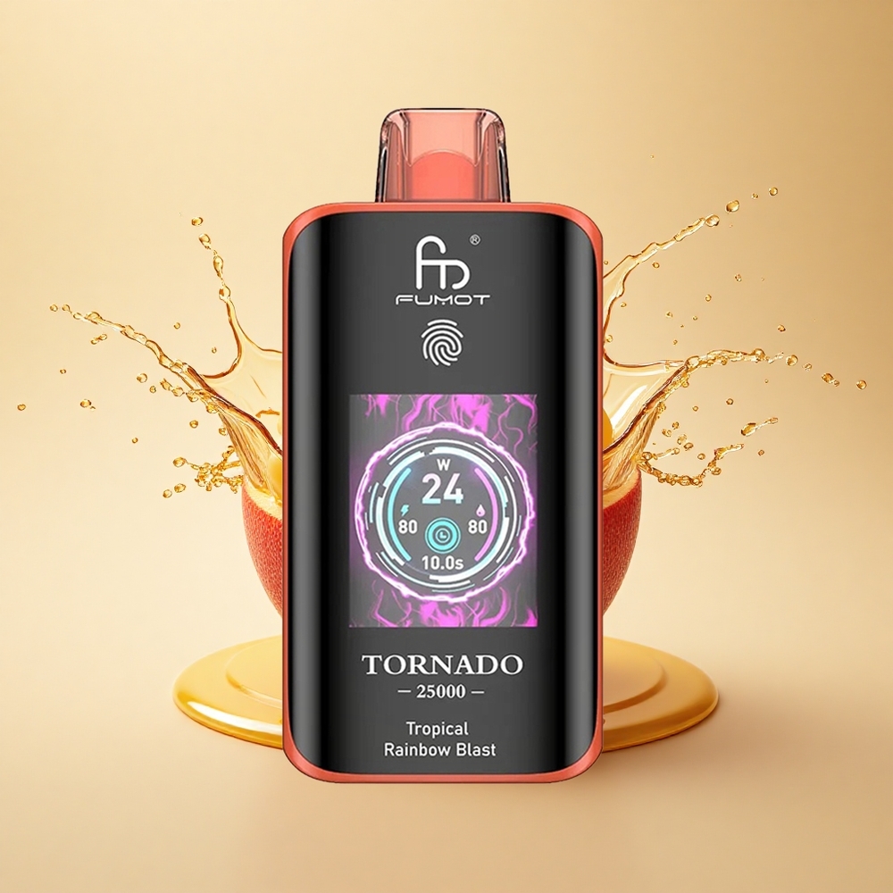 Fumot Tornado 25000 Puffs Тропічний Веселковий Вибух із HD Екраном та 20мл Рідини