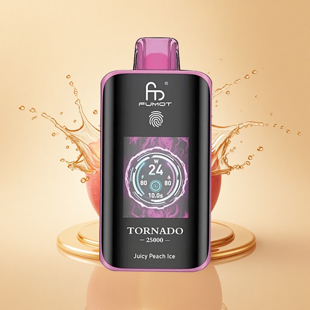 Fumot Tornado 25000 Puffs Соковитий Персик Лід із HD екраном та 700mAh акумулятором