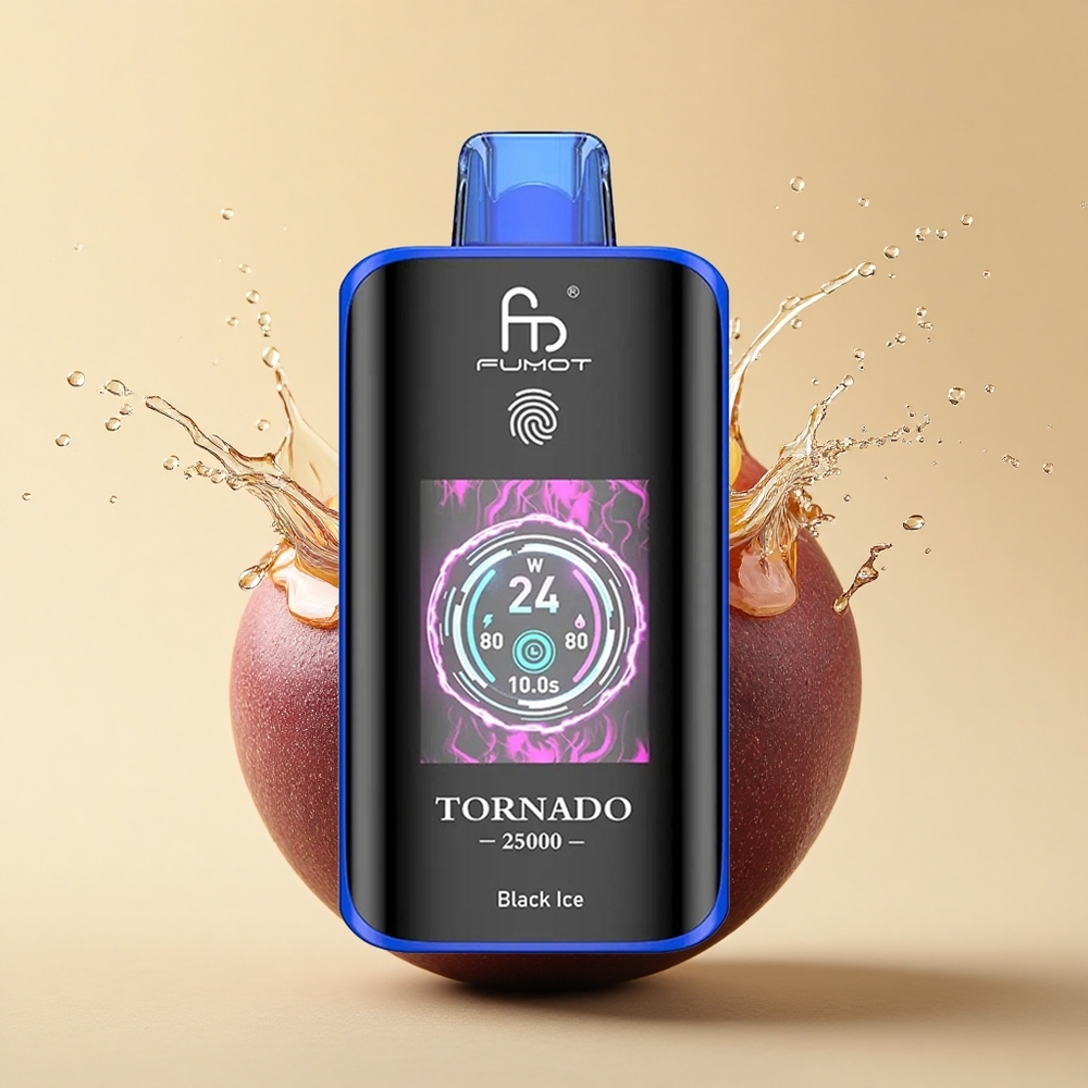 Fumot Tornado 25000 Puffs Чорний Лід HD з Type-C