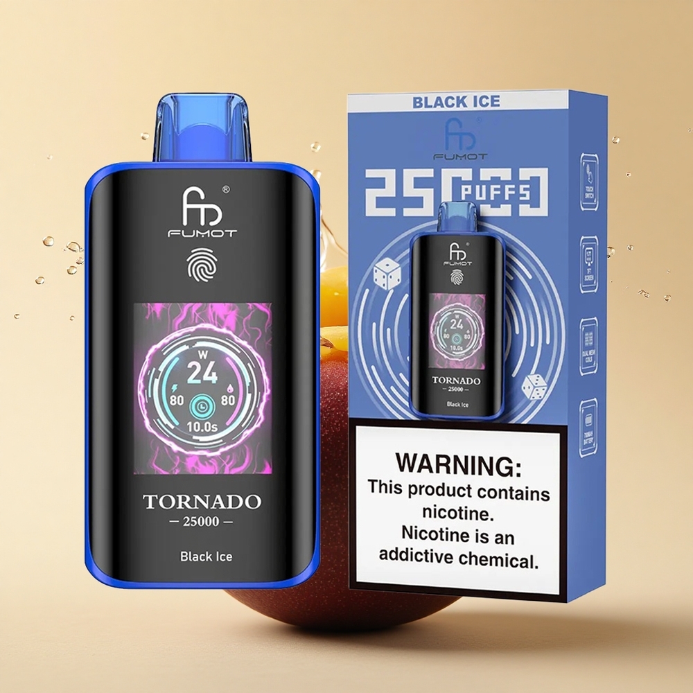 Fumot Tornado 25000 Puffs Чорний Лід HD з Type-C