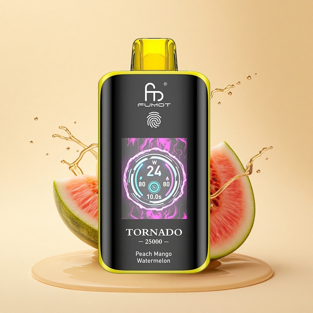 Fumot Tornado 25000 Puffs Персиково-манговий кавун із HD екраном та Type-C зарядкою