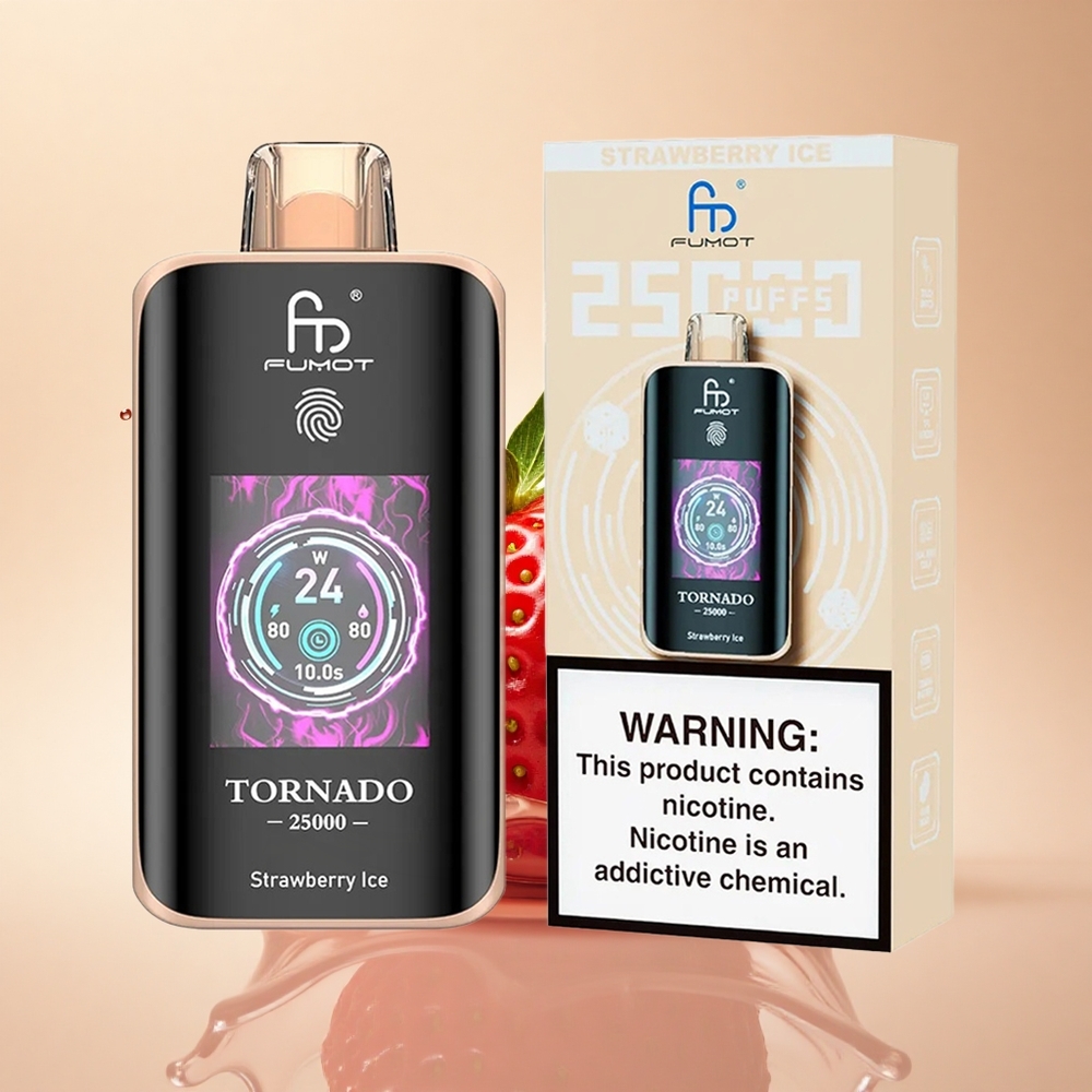 Fumot Tornado 25000 Puffs Полуничний Лід з Type-C та HD екраном