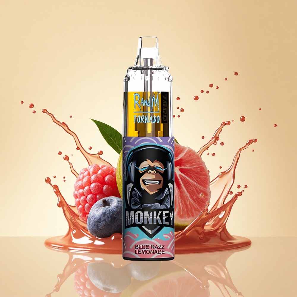 RandM Fumot Tornado 7000 Puffs Синій Малиновий Лимонад з RGB Підсвіткою та Меш-Нагрівачем