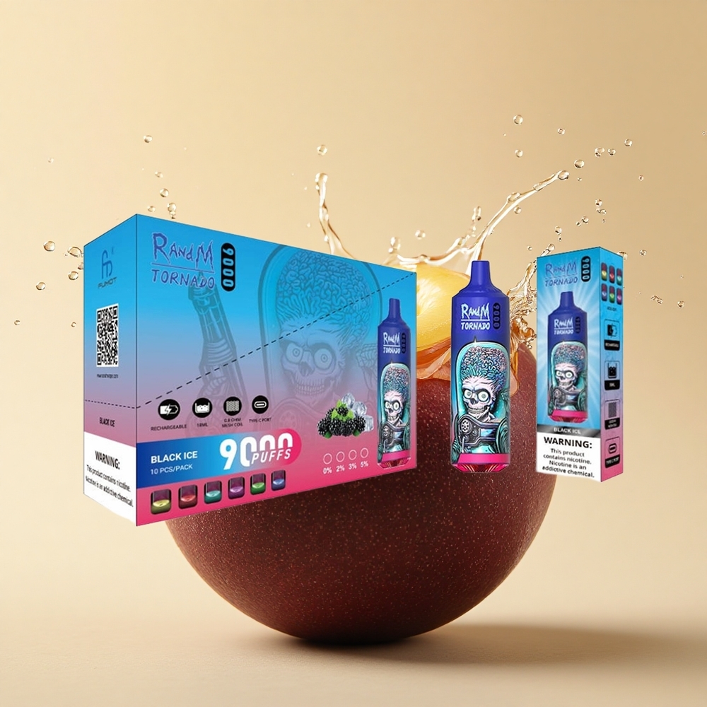 RandM Fumot Tornado 9000 Puffs Чорний Лід 850 Mesh RGB