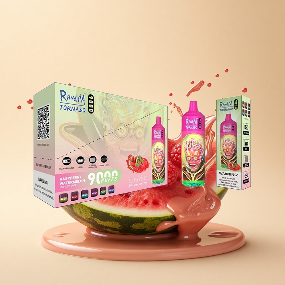 RandM Fumot Tornado 9000 Puffs Малинова Кавунова Мережева Батарея 850 Дисплей RGB