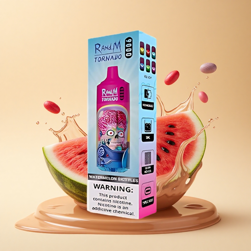 RandM Fumot Tornado 9000 Puffs Кавунова Скiтлз з 54 Смаками та RGB Дисплеєм
