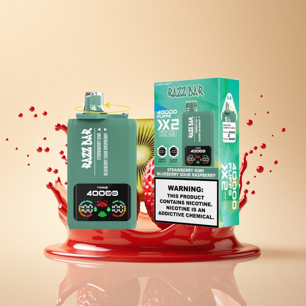 Razz Bar 40000 Puffs Полуниця Ківі - Чорниця Кисла Малина з Подвійною Мережевою Обмоткою 1.0Ohm