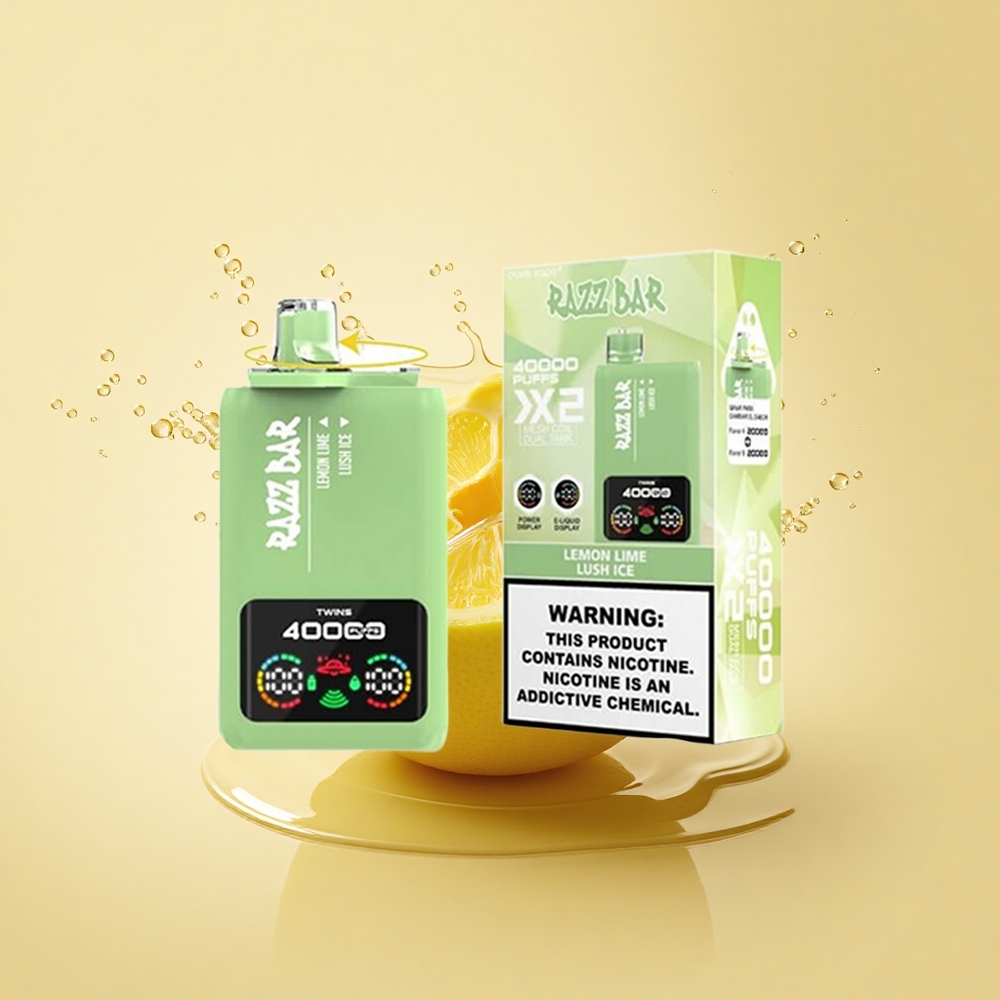 Razz Bar 40000 Puffs Лимонно-лаймовий льодовий м'який з двома сітчастими спіралями та Type-C