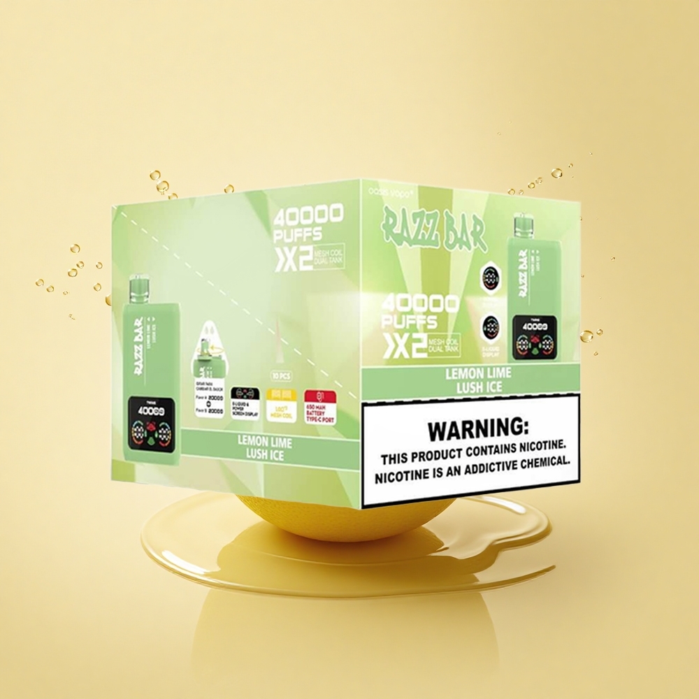 Razz Bar 40000 Puffs Лимонно-лаймовий льодовий м\'який з двома сітчастими спіралями та Type-C