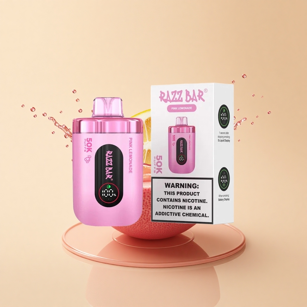 Razz Bar 50K Puffs Рожеволимонадний Диспосейбл Вейп з 2% Нікотину та Mesh Котушкою
