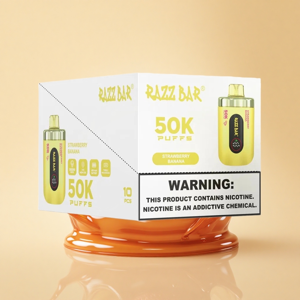 Razz Bar 50K Puffs Полунично-банановий з 2% нікотину та Type-C зарядкою