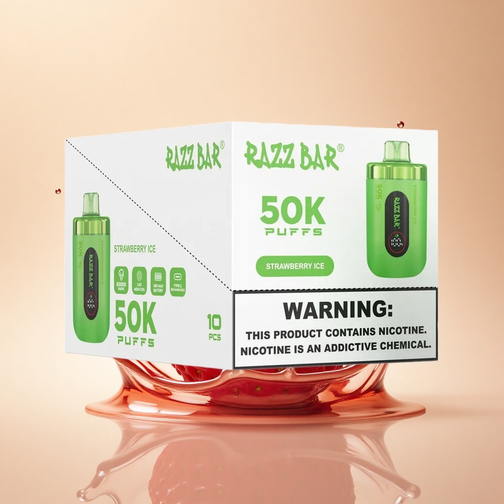 Razz Bar 50K Puffs Полуничний Лід з 2% Нікотину та Type-C