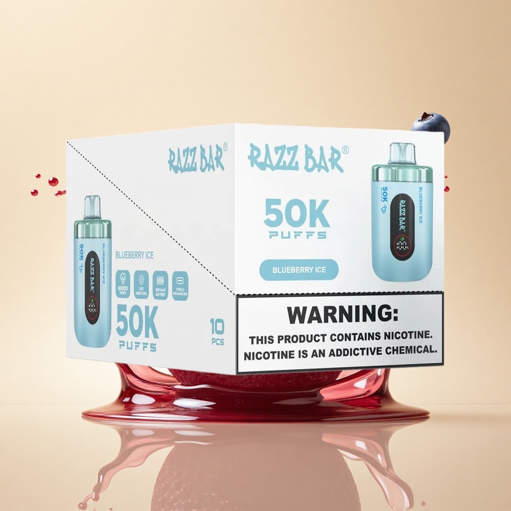 Razz Bar 50K Puffs Чорничковий Лід з 2% Нікотину та Type-C