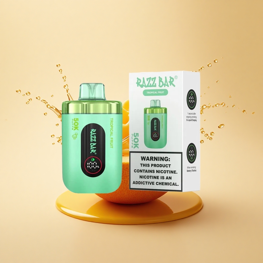 Razz Bar 50K Puffs Тропічний фрукт з сітчастим нагрівачем та 2% нікотину