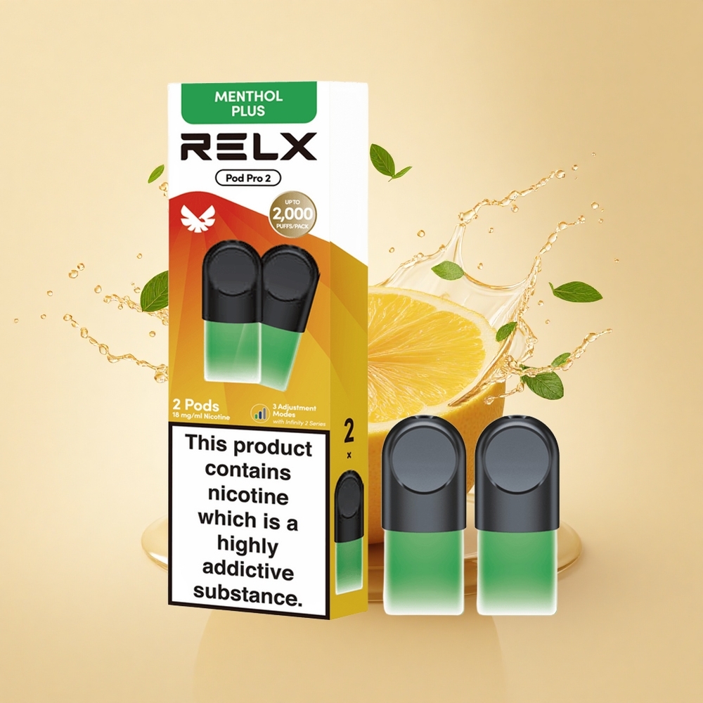 Relx Pod Pro 2 Vape Device М’ятно-Ментоловий Плюс 18мг/мл з 1.9мл Ємністю та 3 Режимами Настроювання