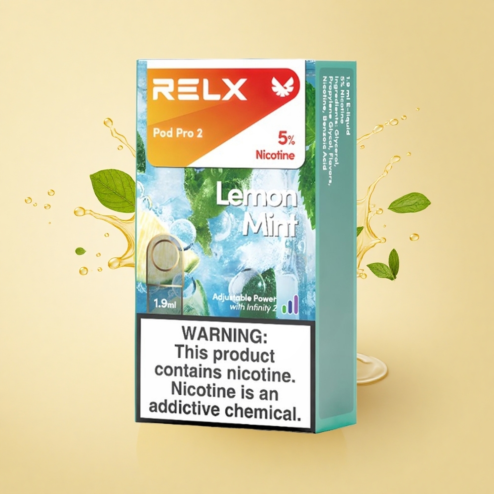 Relx Pod Pro 2 Vape Device Лимонна М'ята 50мг/мл + 1.9мл / 3 шт / Режими 5.5W-8W