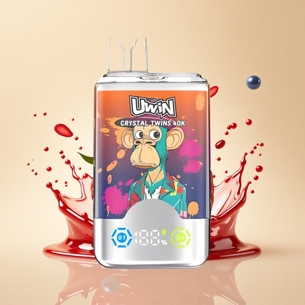 Uwin Crystal Twins 40000 Puffs Полуниця Малина Вишня Пан Блакитний Двоє Вкусів 32мл Тип-C