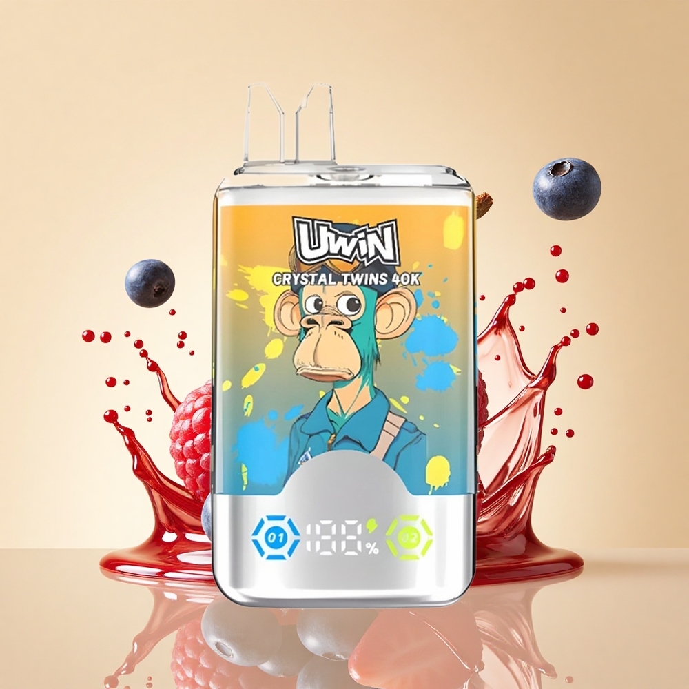 Uwin Crystal Twins 40000 Puffs Чорниця Малина Вишня Крижана Два Смаки 32мл Тип-C