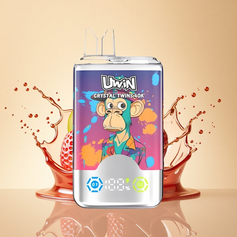 Uwin Crystal Twins 40000 Puffs Полунично-ківійний виноградний лід з подвійним смаком та 850mAh