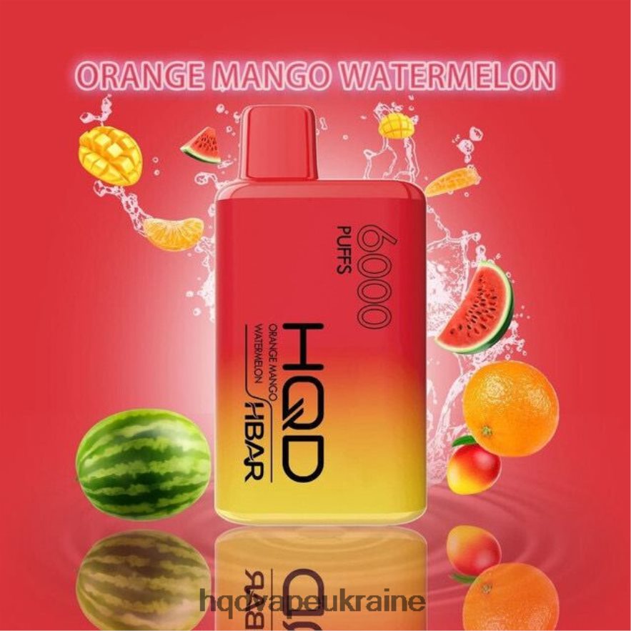 BJ0DD254 HQD HBAR 6000 затяжок апельсин манго кавун - HQD Вкусы